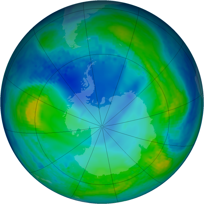 Antarctic ozone map for 19 May 2004